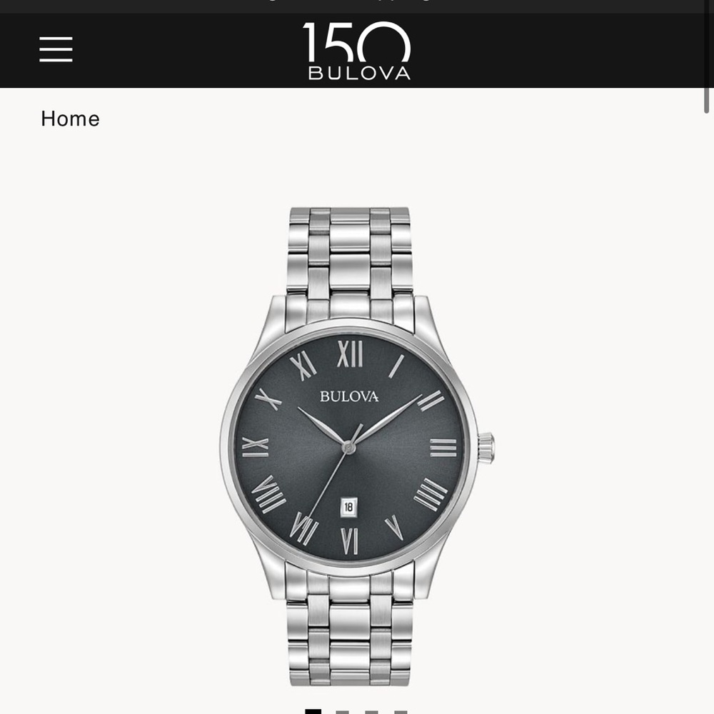 Bulova Classic Silver Watch with Black Dial